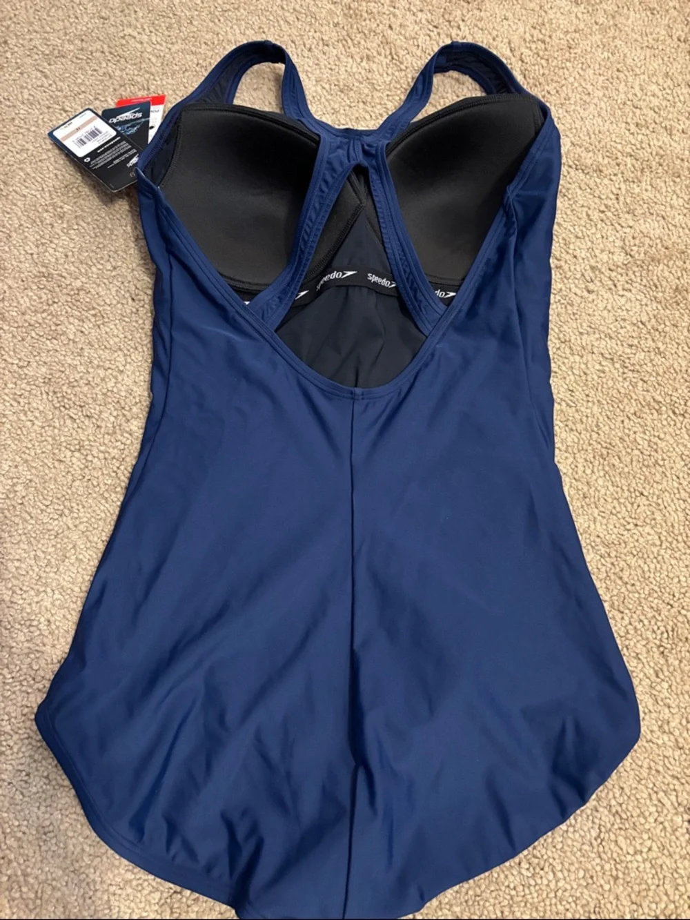 Speedo Solid Navy Athletic One-Piece Swimsuit - Picture 4 of 5